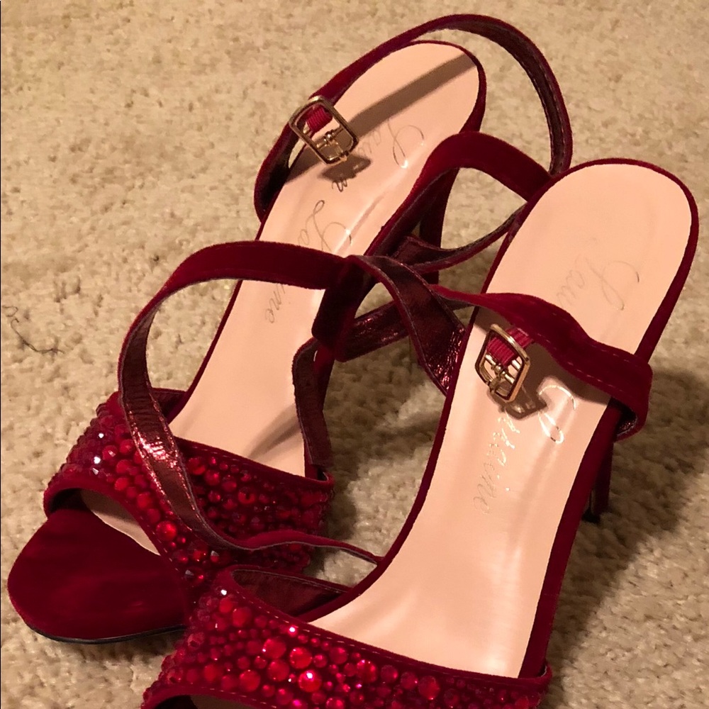 Bridesmaid shoes - Red Sequence Shoes - size 8